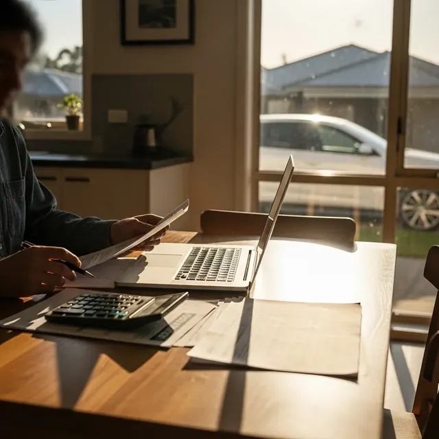 Working out loan repayments on a laptop